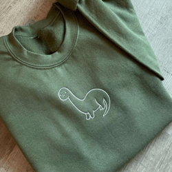 Cute Dinosaur Embroidered Sweatshirt 2D Crewneck Sweatshirt Gift For Family