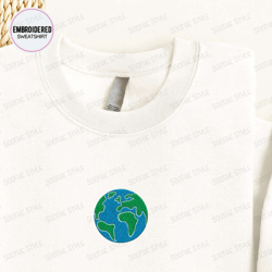 Earth Embroidered Sweatshirt 2D Crewneck Sweatshirt For Men Women