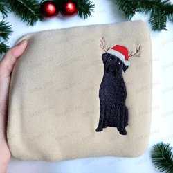 Embroidered Christmas Dog Sweatshirt, Black Lab Labrador Sweater For Christmas