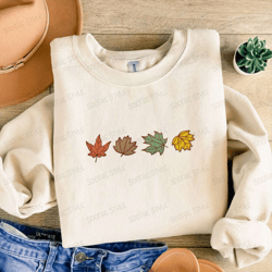 Maple Leaves Embroidered Sweatshirt 2D Crewneck Sweatshirt Best Gift For Family