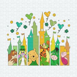 Pooh Bear St Patrick's DayLucky Magical Castle PNG