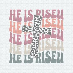 Retro He Is Risen Easter Cross SVG