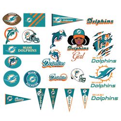 23 Files Miami Dolphins Logo Bundle SVG, Miami Dolphins Lovers SVG, Football Nlf Team SVG