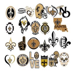 23 Files New Orleans Saints Bundle Nfl Team SVG Digital Download, New Orleans Saints Team Lovers SVG