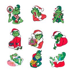9 Files Grinch Santa Claus Bundle SVG Grinch Lovers SVG, Grinch Merry Christmas SVG