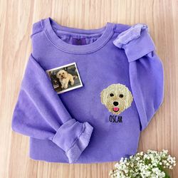 comfort color custom dog embroidered sweatshirt from photo, personalized dog lover sweatshirt