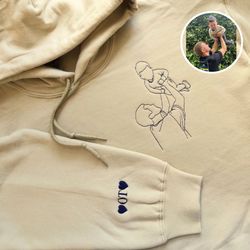 dad sweatshirt, custom embroidered portrait photo sweatshirt father and son, unique gifts