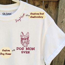 Personalized Best German Shepherd Dog Mom Ever Embroidered Colar Shirt, Custom Shirt with Dog Name
