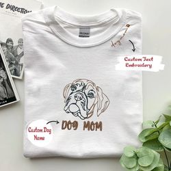 personalized boxer dog mom shirt embroidered collar, custom shirt with dog name