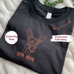 Personalized Italian Greyhound Dog Mom Shirt Embroidered Collar, Custom Shirt with Dog Name