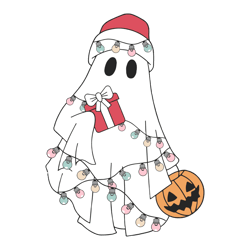 Vintage Christmas Light Ghost Pumpkin SVG Graphic File