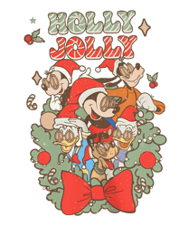 Holly Jolly Christmas Wreath Mouse Cartoon PNG Download