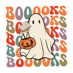Retro Ghosts Reading Books SVG Halloween Teacher Librarian SVG