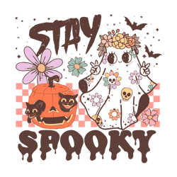 Stay Spooky Vibe Black Cat Ghost SVG Cutting Digital File