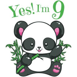Kids Panda 9th Birthday Girls SVG Birthday Outfit 9 SVG Birthday SVG