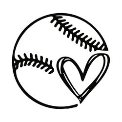 Baseball Heart SVG Silhouette Sport SVG Love Baseball SVG