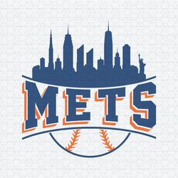 Retro New York Mets Baseball Skyline SVG