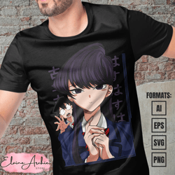 premium komi cant communicate anime vector t-shirt design template 2