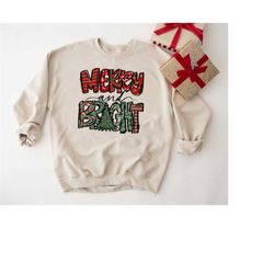 Merry and Bright Sweatshirt, Christmas Party Sweatshirt, Family Christmas Matching Shirt, Christmas Tree Tee, Merry Chri