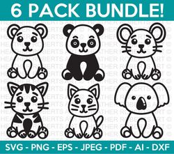 Animal Mini SVG Bundle, Cute Animal Svg, Dog Svg, Tiger Svg, Elephant Svg, Cat Svg, Mouse Svg, Panda Svg, Cut Files for