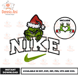 Christmas Grinch Embroidery Design , Anime Nike Logo, Anime Embroidery, Nike Anime