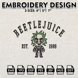 Beetlejuice Est Embroidery files, Halloween Machine Embroidery Pattern, Horror Characters Embroidery Designs