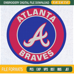 Atlanta Braves Logo Circle Embroidery Designs, Atlanta Braves Machine Embroidery,Embroidery Design,Embroidery svg,Machin