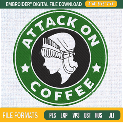 Attack On Coffee Embroidery Designs, Coffee Love Machine Embroidery Design, Mach,Embroidery Design,Embroidery svg,Machin