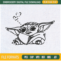 Baby Yoda Lovely Embroidery Designs, Baby Yoda Machine Embroidery Design, Machin,Embroidery Design,Embroidery svg,Machin