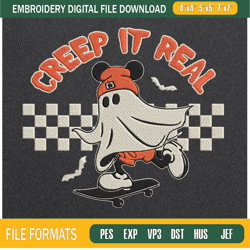 Creep It Real Mickey Ghost Embroidery Designs, Halloween Machine Embroidery Desi,Embroidery Design,Embroidery svg,Machin