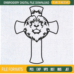 Cross Lion Embroidery Designs, God Machine Embroidery Design, Machine Embroidery,Embroidery Design,Embroidery svg,Machin