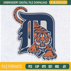 D with Tiger Logo Embroidery Designs, Detroit Tigers Machine Embroidery Design, ,Embroidery Design,Embroidery svg,Machin