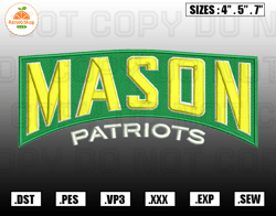 George Mason Patriots Embroidery File, NCAA Teams Embroidery Designs, Machine Embroidery Design File