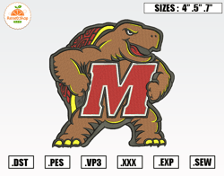 Maryland Terrapins Mascot Embroidery Designs, NFL Embroidery Design File Instant Download