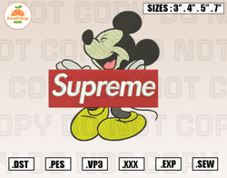 Mickey Mouse Supreme Embroidery Machine Designs Instant Digital Download Pes File