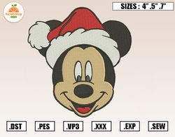 Mickey Santa Christmas Embroidery Designs, Christmas Embroidery Design File Instant Download 1