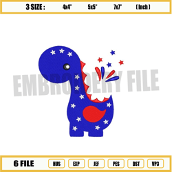 th of July embroidery design, Dinosaur embroidery file, Instant download
