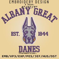 Albany Great Danes embroidery design, NCAA Logo Embroidery Files, NCAA Danes, Machine Embroidery Pattern