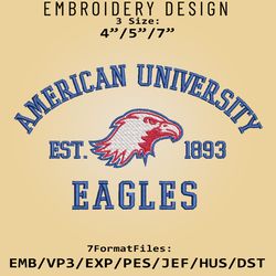 American Eagles embroidery design, NCAA Logo Embroidery Files, NCAA American Eagles, Machine Embroidery Pattern