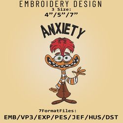Anxiety Embroidery Files, Inside Out, Movie Inspired Embroidery Design, Machine Embroidery Design