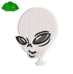 Alien Head Embroidery logo for Polo Shirt,logo Embroidery, Embroidery design, logo Nike Embroidery