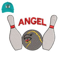 Bowling Angel Embroidery logo for Cap,logo Embroidery, Embroidery design, logo Nike Embroidery