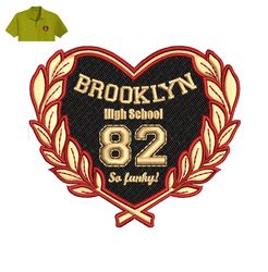 Brooklyn heart Embroidery logo for Polo Shirt,logo Embroidery, Embroidery design, logo Nike Embroidery