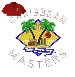 Caribbean Masters Embroidery logo for Polo Shirt,logo Embroidery, Embroidery design, logo Nike Embroidery