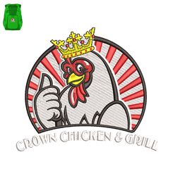 Crown Chicken Embroidery logo for Bag,logo Embroidery, Embroidery design, logo Nike Embroidery