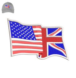 English Language Flag 3d Puff Embroidery logo for Cap,logo Embroidery, Embroidery design, logo Nike Embroidery