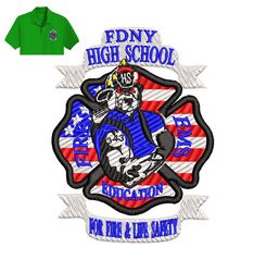 Fdny High School Embroidery logo for Polo Shirt,logo Embroidery, Embroidery design, logo Nike Embroidery