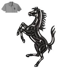 Ferrari Horse Embroidery logo for Polo Shirt,logo Embroidery, Embroidery design, logo Nike Embroidery