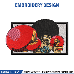 Afro Luffy embroidery design, One Piece embroidery, embroidery file, anime design, anime s57