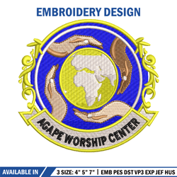 Agape Worship Center embroidery design, Agape Worship Center embroidery, logo design, Embr58